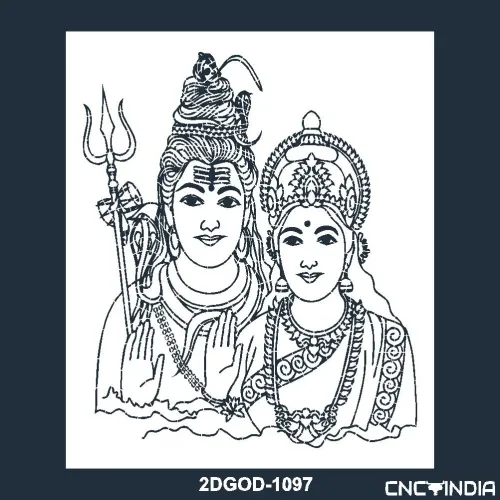 2DGOD-1097 Shri Shiv Parvati Mata Vector DXF EPS File Download