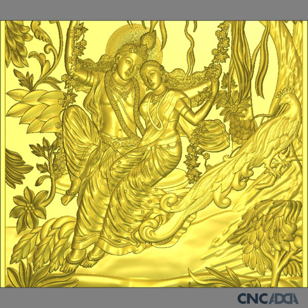 3DGOD-1107 Radha Krishna ji in Jhula with tree Face 3D CNC Model Artcam Relief & STL Download CNCadda.in - Image 5