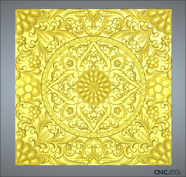 3DDSQ-1051 Square CNC Design 3D Model Artcam Relief Square File And STL Download CNCadda.Com - Image 2