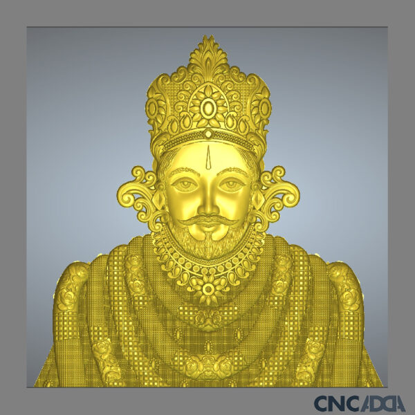 3DGOD-1115 Khatu Shyam ji 3D CNC Model Artcam Relief & STL Download CNCadda.Com - Image 3