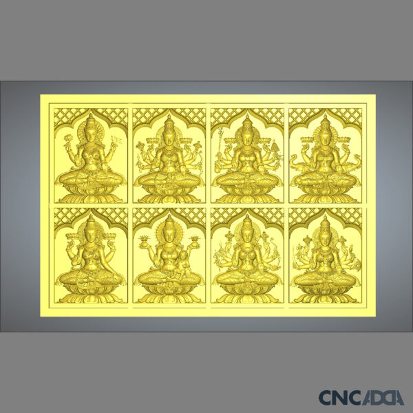 3DGOD-1120 Ashta Lakshmi ji 3D CNC Model Artcam Relief & STL Download CNCadda.Com - Image 2
