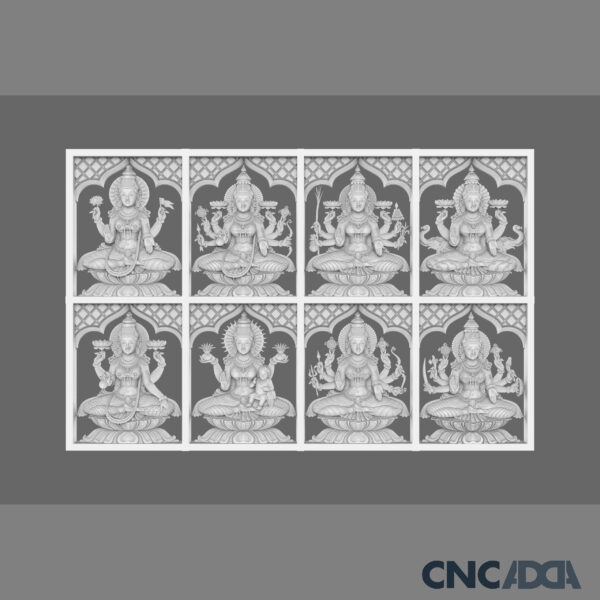 3DGOD-1120 Ashta Lakshmi ji 3D CNC Model Artcam Relief & STL Download CNCadda.Com