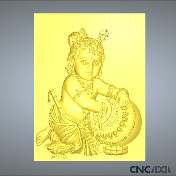 3DGOD-1121 Makhan Chor Kanh 3D CNC Model Artcam Relief & STL Download CNCadda.Com - Image 2