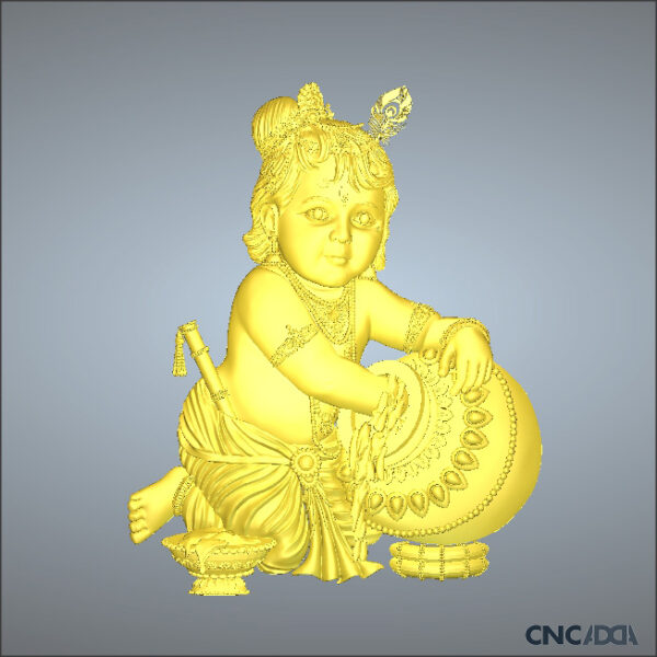 3DGOD-1121 Makhan Chor Kanh 3D CNC Model Artcam Relief & STL Download CNCadda.Com - Image 3