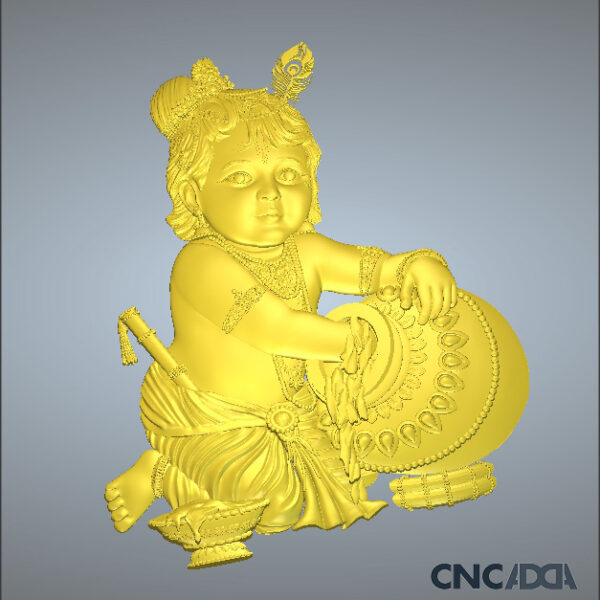 3DGOD-1121 Makhan Chor Kanh 3D CNC Model Artcam Relief & STL Download CNCadda.Com - Image 4