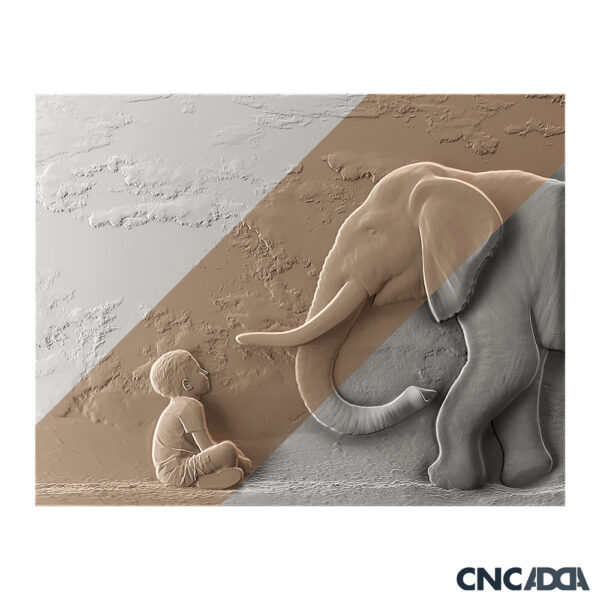 3DWD-1116 Wall Decor Elephant Design CNC 3D Model Artcam Relief & STL File Download CNCadda.Com - Image 8