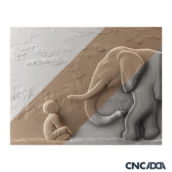 3DWD-1116 Wall Decor Elephant Design CNC 3D Model Artcam Relief & STL File Download CNCadda.Com - Image 7