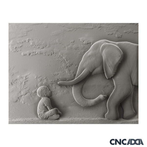 3DWD-1116 Wall Decor Elephant Design CNC 3D Model Artcam Relief & STL File Download CNCadda.Com - Image 6