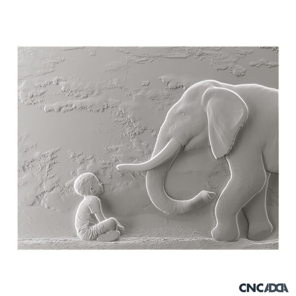 3DWD-1116 Wall Decor Elephant Design CNC 3D Model Artcam Relief & STL File Download CNCadda.Com - Image 5