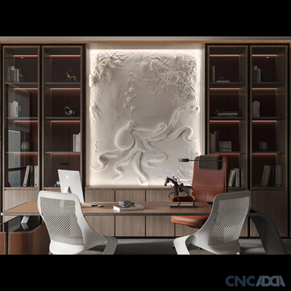 ANML-1027 Kraken (Octopus) 3D Model CNC Model Artcam Relief & STL File Download CNCadda.Com - Image 2