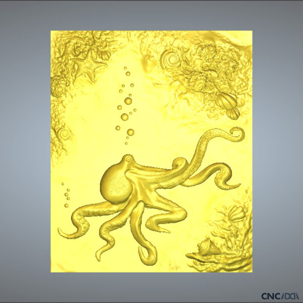 ANML-1027 Kraken (Octopus) 3D Model CNC Model Artcam Relief & STL File Download CNCadda.Com - Image 6