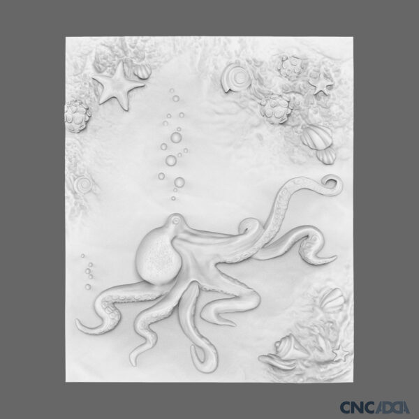 ANML-1027 Kraken (Octopus) 3D Model CNC Model Artcam Relief & STL File Download CNCadda.Com - Image 5